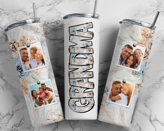 Customized Tumbler Grandma with pictures skinny 20oz.